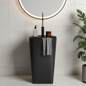 Lavoar oval ceramic freestanding, Claro Black Matt, 49 x 38 cm - Img 2