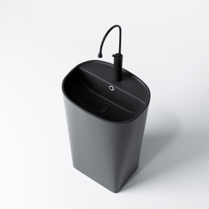 Lavoar oval ceramic freestanding, Claro Black Matt, 49 x 38 cm - Img 12