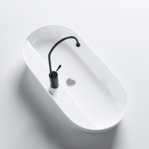 Lavoar oval cu fixare pe blat, din ceramica, Emi White Gloss 81 x 41 cm - Img 3