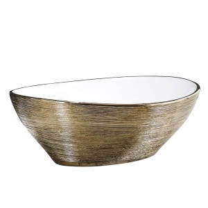 Lavoar oval cu montare pe blat culoare auriu periat Lumo 33 x 40 cm - Img 5