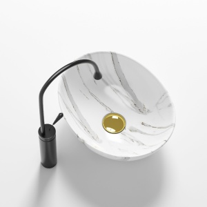 Lavoar oval din ceramica cu fixare pe blat Lumo White Gloss 40 x 33 cm - Img 6