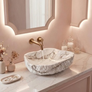 Lavoar pe blat alb imitatie piatra Rea Isla Aiax - Img 4