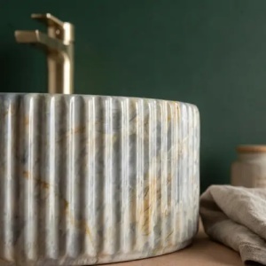 Lavoar pe blat cu orificiu baterie Rea Marcela 60 Ruststone - Img 5