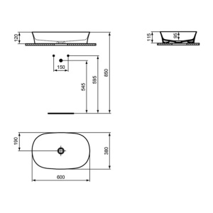 Lavoar pe blat Ideal Standard Atelier Ipalyss 60 cm alb lucios - Img 2