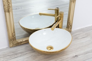Lavoar pentru blat Alb Auriu Sofia, Dimensiune 41.5x33.5x13.5 cm - Img 3