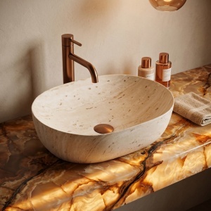 Lavoar pentru blat Rea Amelia Travertine Classic 48 - Img 6