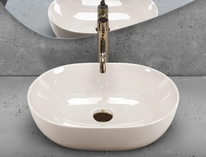 Lavoar pentru blat Rea Lisa ,Dimensiune 49cm, Culoare Ecru Shiny - Img 5