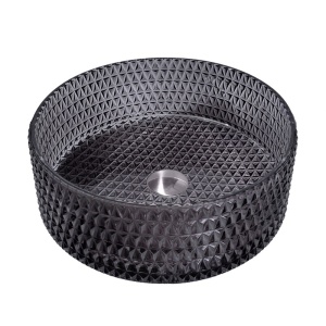 Lavoar rotund din sticla frezata cu montaj pe blat Brillant Black Gloss 36 x 12 cm - Img 15