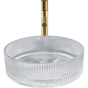Lavoar rotund din sticla transparenta si frezata cu montaj pe blat Brillant 40 x 12 cm - Img 15