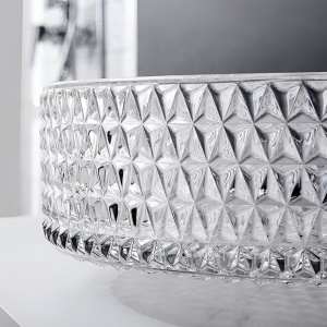 Lavoar rotund din sticla transparenta si texturata cu montaj pe blat Brillant 40 x 12 cm - Img 3