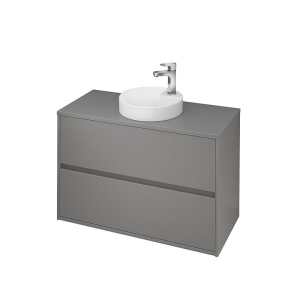 Mobilier baie suspendat pentru lavoar pe blat Cersanit Crea gri mat 80 cm