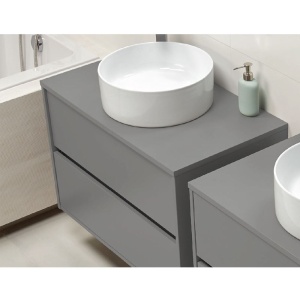 Mobilier suspendat pentru lavoar pe blat Cersanit Crea gri mat 100 x 45 cm - Img 4