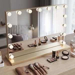 Oglindă cu LED dreptunghiulara Hollywood L.Gold 45 x 58 cm - Img 3