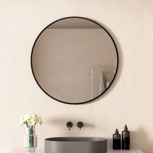 Oglinda de baie rotunda cu rama neagra din aluminiu Ceres 60 cm - Img 14