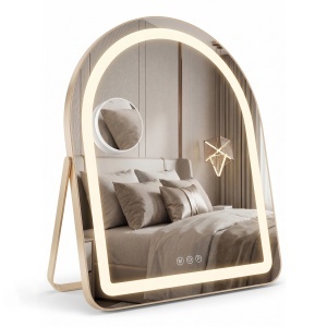 Oglindă LED Glam Gold 40x45cm 3 moduri de iluminare