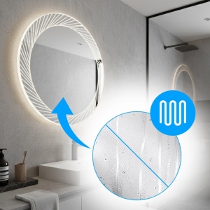 Oglinda LED rotunda cu 3 tipuri de lumina si dezaburire Aurora 60 cm - Img 5