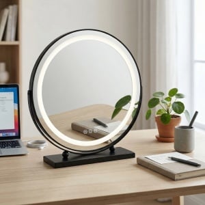 Oglindă LED rotunda pentru Make-Up, Black 50 cm - Img 4