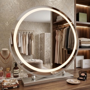 Oglindă LED rotunda pentru make-up Chrome 40 cm - Img 4