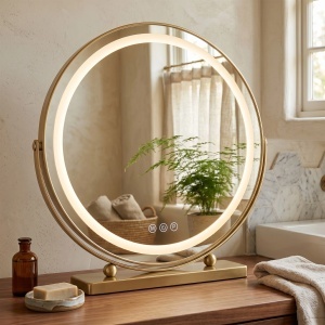 Oglindă LED rotunda pentru make-up L.Gold 50 cm - Img 3