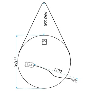 Oglinda rotunda led suspendata pe curea 70 cm - Img 12
