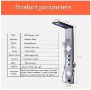 Panel de dus PRO 19,multifunctional,cu led,negru,ecran digital,efect de ploaie,jeturi spa - Img 7