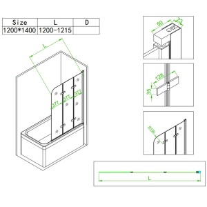 Paravan de cada PR05, Dimensiune 120x140cm, Sticla securizata 6mm, Culoare Auriu - Img 2