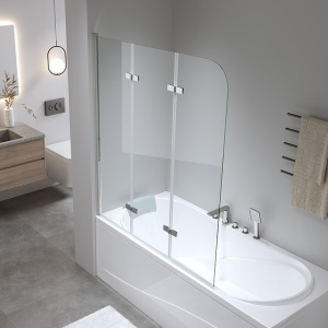 Paravan de cada PR05, Dimensiune 120x140cm, Sticla securizata 6mm, Culoare Periat - Img 6