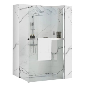 Paravan de dus 70x195 cm tip Walk-in Rea Aero N si etajera cu suport crom