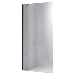 Perete de dus din sticla securizata 6mm si rama neagra KZ24 80 x 1950 cm