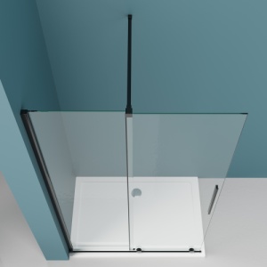 Perete de dus glisant Walk-In Veldman Odea 80 x 195 cm, sticla securizata 8 mm, profil negru mat - Img 5
