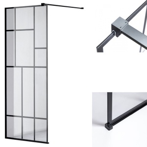 Perete de dus Walk-In SH05E, Dimensiune 110cm, Sticla securizata 8mm, Culoare Negru - Img 2