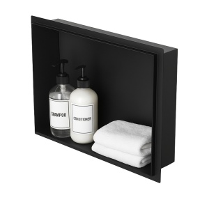 Raft de baie incastrat, negru mat, Uno Black, 45 x 30 x 7 cm - Img 7