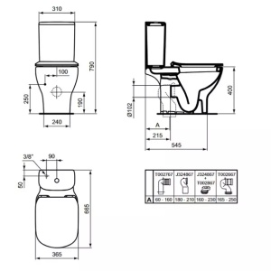 Rezervor pe vas wc Ideal Standard Tesi negru mat cu alimentare inferioara - Img 4