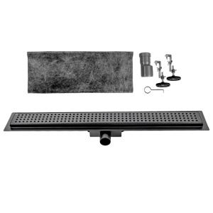Rigola de duș liniară cu sifon fix și randament ridicat Qube DL01 90 cm – Negru - Img 9