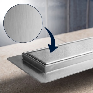 Rigola de dus liniara DL05 inox 100 cm cu gratar reversibil 2 in 1 si sifon rotativ 360 - Img 7