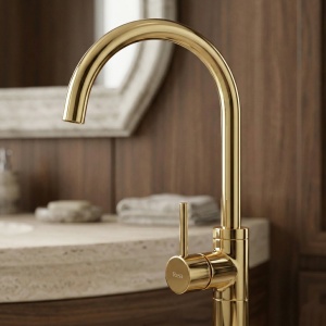 Robinet pentru lavoar freestanding Rea Lungo Gold - Img 5