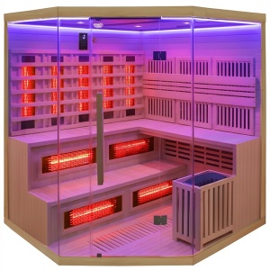 Sauna combinata cu infrarosu si finlandeza cu soba Harvia 8kW, Moss 200 x 200 cm pentru 8 persoane - Img 15