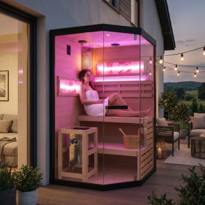 Sauna finlandeza cu temperatura inalta si argaz Harvia 3.5kW, 120 x 120 cm pentru doua persoane - Img 3