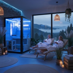 Sauna finlandeza cu temperatura inalta si soba Harvia 3.5kW 120 x 120 cm pentru 2 persoane - Img 6