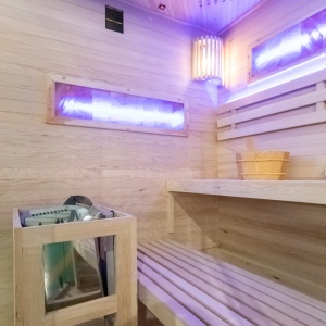 Sauna finlandeza cu temperatura inalta si soba Harvia 6kW pentru 4-5 persoane Lark 150 x 150 cm - Img 11