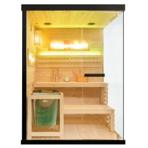 Sauna finlandeza neagra cu temperatura inalta Harvia 4.5kW, 140 x 150 cm pentru 3-4 persoane - Img 6