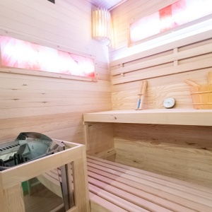 Sauna finlandeza neagra cu temperatura inalta Harvia 4.5kW, 140 x 150 cm pentru 3-4 persoane - Img 16
