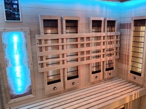 Saună finlandeză și cu infraroșu pentru interior, 150x150x200 cm, încălzitor electric 6 kW, piatră de sare inclusă - Img 4