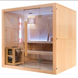 Saună uscată cu soba HARVIA 8 kW, piatră de sare și izolație de perete MO-EA5S LUX, 210 x 160 x 200 cm - Img 5