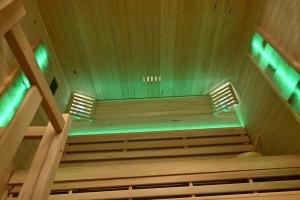 Sauna uscata finlandeza cu soba 6kW si cromoterapie pentru 3 persoane TS3 Black 150 x 140 x 190 cm - Img 7