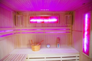 Sauna uscata MO-EA4S cu aragaz HARVIA 6 kW, piatra de sare si izolatie de perete 180x160x200 cm - Img 4