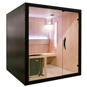 Saună uscată MO-EA4S LUX cu soba Harvia de 8 kW, piatră de sare și izolație de perete 180 x 180 x 200 cm - Img 5