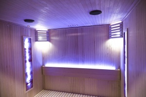 Saună uscată MO-EA4S LUX cu soba Harvia de 8 kW, piatră de sare și izolație de perete 180 x 180 x 200 cm - Img 15
