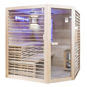 Saună uscată MO-EL4CS cu încălzitor Harvia de 8 kW, piatră de sare și izolație de perete 180 x 180 x 200 cm - Img 8