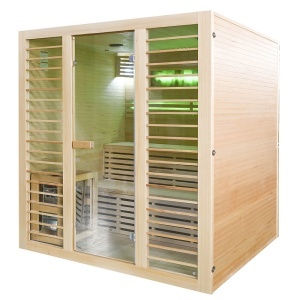 Saună uscată MO-EL4S cu soba Harvia 8 kW, piatră de sare și izolație de perete 180 x 180 x 200 cm - Img 9